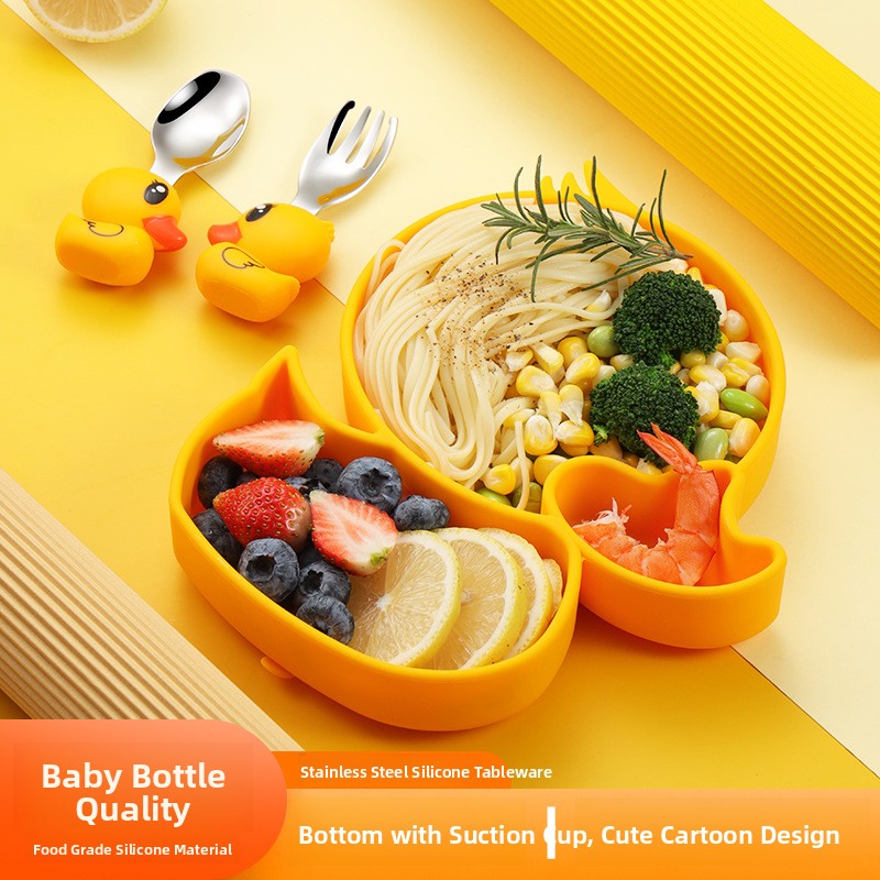 Baby Food Yellow - Sarı Ördek Silikon Paslanmaz Çelik Çocuk