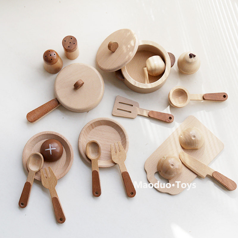 Baby Food Cooking Set - Maoduo Oyuncaklar Kayın Ahşap Çocuk Mutfak