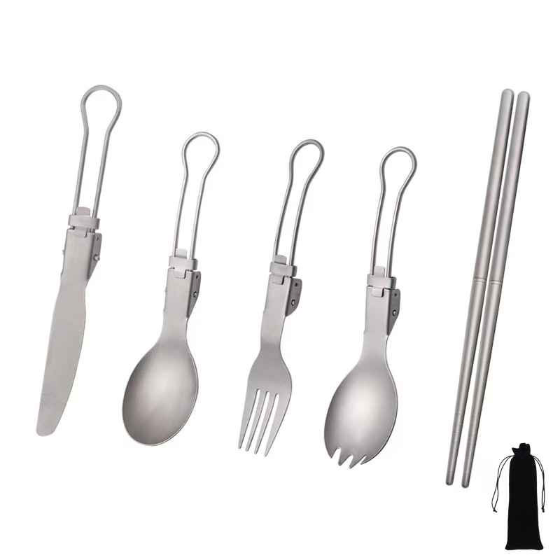 Weaning Spoon Set - Titanyum Katlanabilir Gereç Seti, Çatal Kaşık