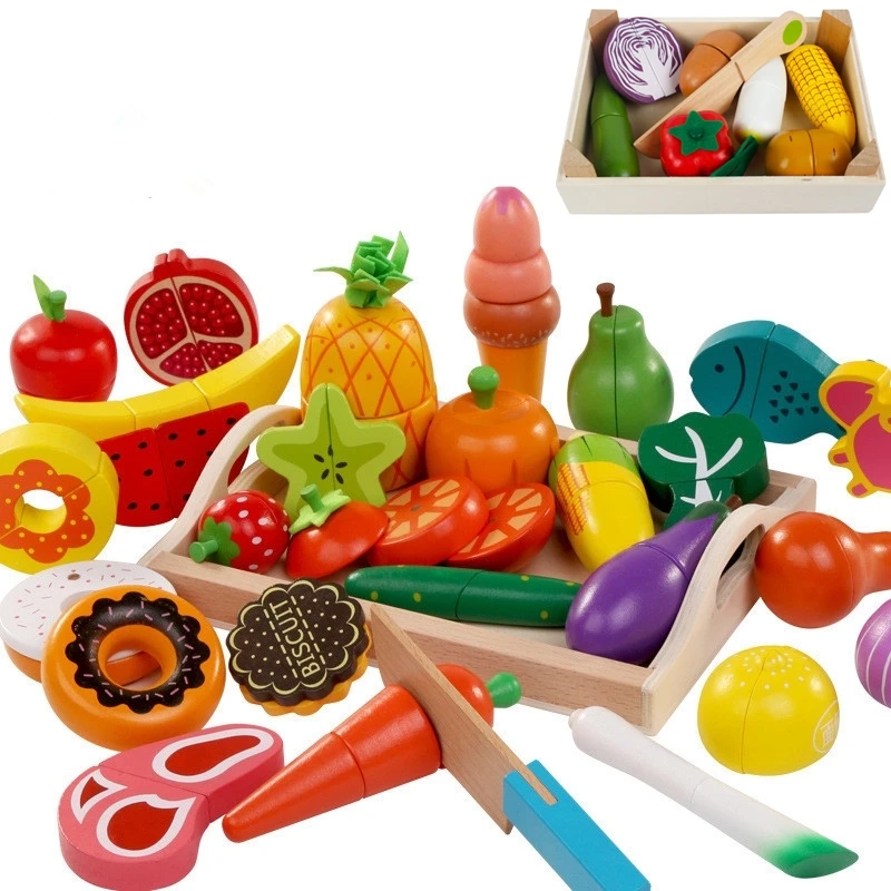 Baby Food Cooking Set - DIY Sevimli Ahşap Kesme Meyve Sebze
